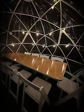 Restaurant patio igloo rental used for outdoor dining